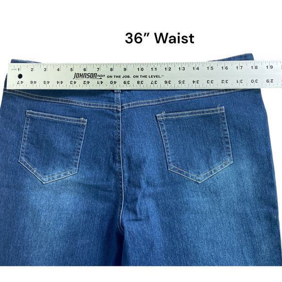 JY Jeans Womens Blue Denim Stretch Fringe Leg Distressed Size XL - Picture 8 of 11